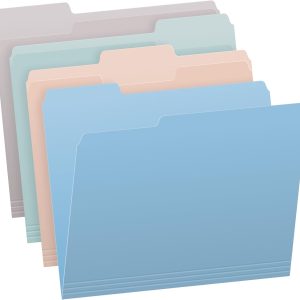 File Folders,  Size, Assorted Colors for Home, Office Filing Cabinet, 1/3-Cut Tabs, 36 Per Pack (82088)