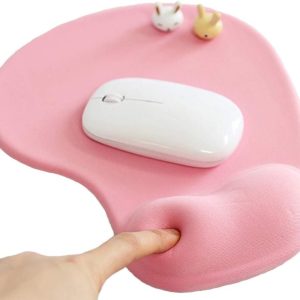 Office Mousepad with Gel Wrist Support - Ergonomic Gaming Desktop Mouse Pad Wrist Rest - Design Gamepad Mat Rubber Base for Laptop Computer -Silicone Non-Slip Special-Textured Surface (01Pink)
