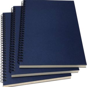 B5 Spiral Notebook Lined, Spiral Ruled Journal with Hard Kraft Cover, 70 Sheets (140 Pages), 10.3" x 7.2", 3-Pack, Blue