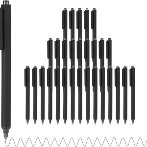 Pens Bulk, 30-Pack Black Ballpoint Pens (1.0mm Medium Point) - Smooth Writing No-Smear Click-Type Bulk Pens for School,Corporate,Journals