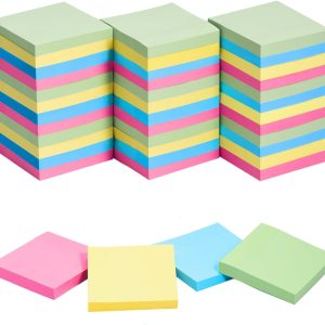 Sticky Notes 3x3 Inches Bulk 36 Pack 3600 Sheets Colored Self-Stick Pads, 100 Sheets/Pad, 4 Bright Colors (Yellow, Green, Pink, Blue) for Office Supplies, School, Home