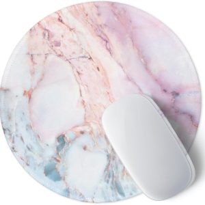 Marble Round Mouse Pad Pink Marble Customized Premium-Textured Washable Desktop Protection Mouse Mat with Non-Slip Rubber Base 7.87??7.87??0.12 inches, Pink Marble