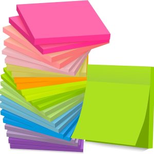 (24 Pads) Sticky Notes 3x3 in Post, 12 Bright Colors Self-Stick Note Pads it, Strong Adhesive, Easy to Post for Home, Office, Notebook
