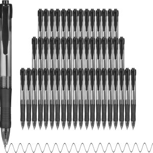 Pens Bulk, 50 Pack No Bleed Black Ink Click Pens with Soft Grip, Wholesale Retractable Ballpoint Pens for Office School, Medium Point Smooth 1.0MM