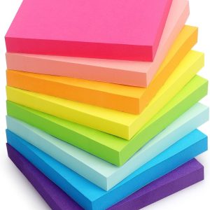 Sticky Notes 3x3 inch, 8 Bright Multi Colors, 85 Sheets/Pad | Self-Stick, Multi-Color, Removable & Residue-Free