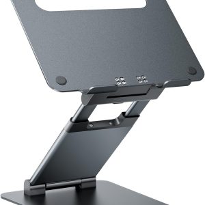 Dual Foldable Aluminium Laptop Stand, Adjustable, Grey