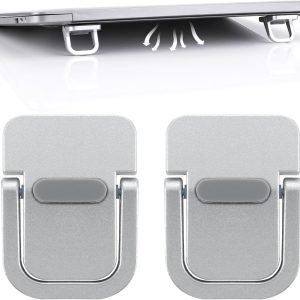Mini Foldable Keyboard Riser, Self-Adhesive, Silver 2-Pack