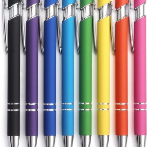 8 Pack Ballpoint Pen 2-in-1 Stylus, 1.0 mm Black Ink | Retractable Ballpoint Pen with Stylus tip, Metal Stylus Pen for Touch Screens