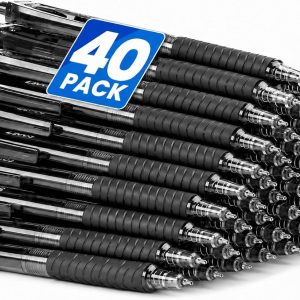 40 Pack Bulk Pens Ballpoint, Smooth Writing Pens with Soft Grip | Retractable Blue Ink Pens, Medium Point 1.0mm Pen for Journaling, Ballpoint Pen Office Supplies
