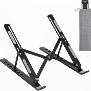 Aluminium Laptop Stand, 7 Angles, Cooling, Black