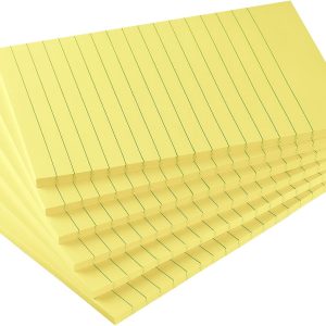 Sticky Notes with Lines 4x6 in, Yellow Self-Stick, 45 Sheets/Pad | Bright Color Self-Stick Notes For Daily Reminders, Home, Office, And Study Use. 6 Pads, Each With 45 Sheets.