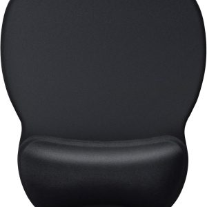Ergonomic Mouse Pad with Gel Wrist Rest, 9.4 x 8.1 in, Black | Ergonomic Shape Design for Pain Relief, Cooling Feel Gel Cushioning for Wrist Comfort, Smooth Lycra Surface, Non-Slip PU Base