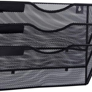 3-Slot Metal Mesh Wall-Mounted Document Organizer