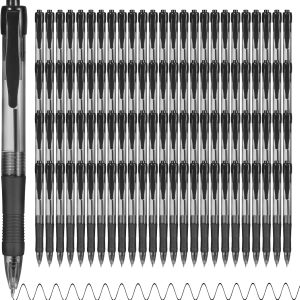 Pens Bulk, 100 Pack No Bleed Black Ink Click Pens with Soft Grip, Wholesale Retractable Ballpoint Pens for Office School, Medium Point Smooth 1.0MM
